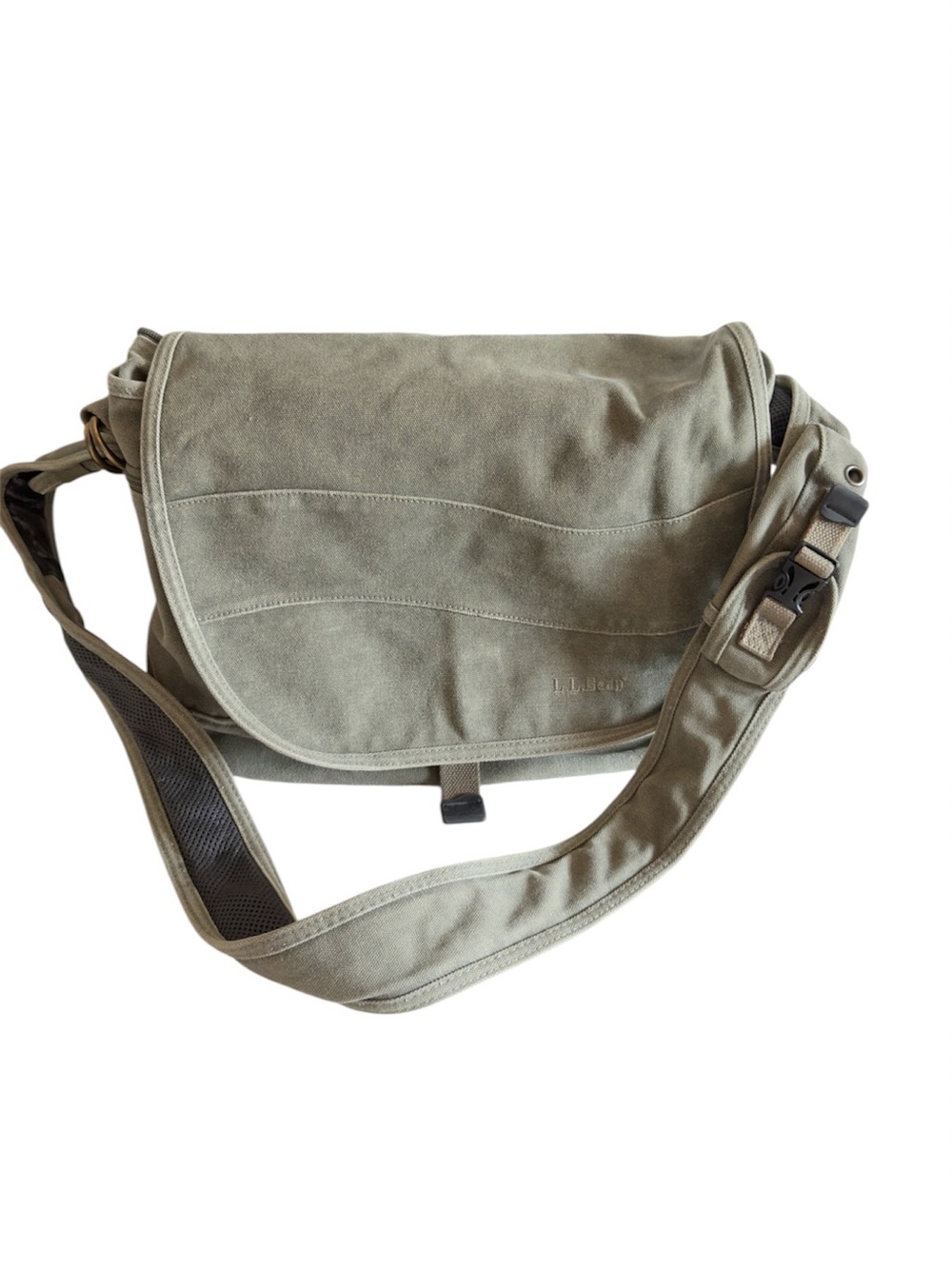 Vintage L.L. Bean Sage Olive Green Canvas Field Utility Messenger Bag